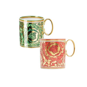 Versace Rosenthal Set of 2 Mugs (Garland- Red and Green)