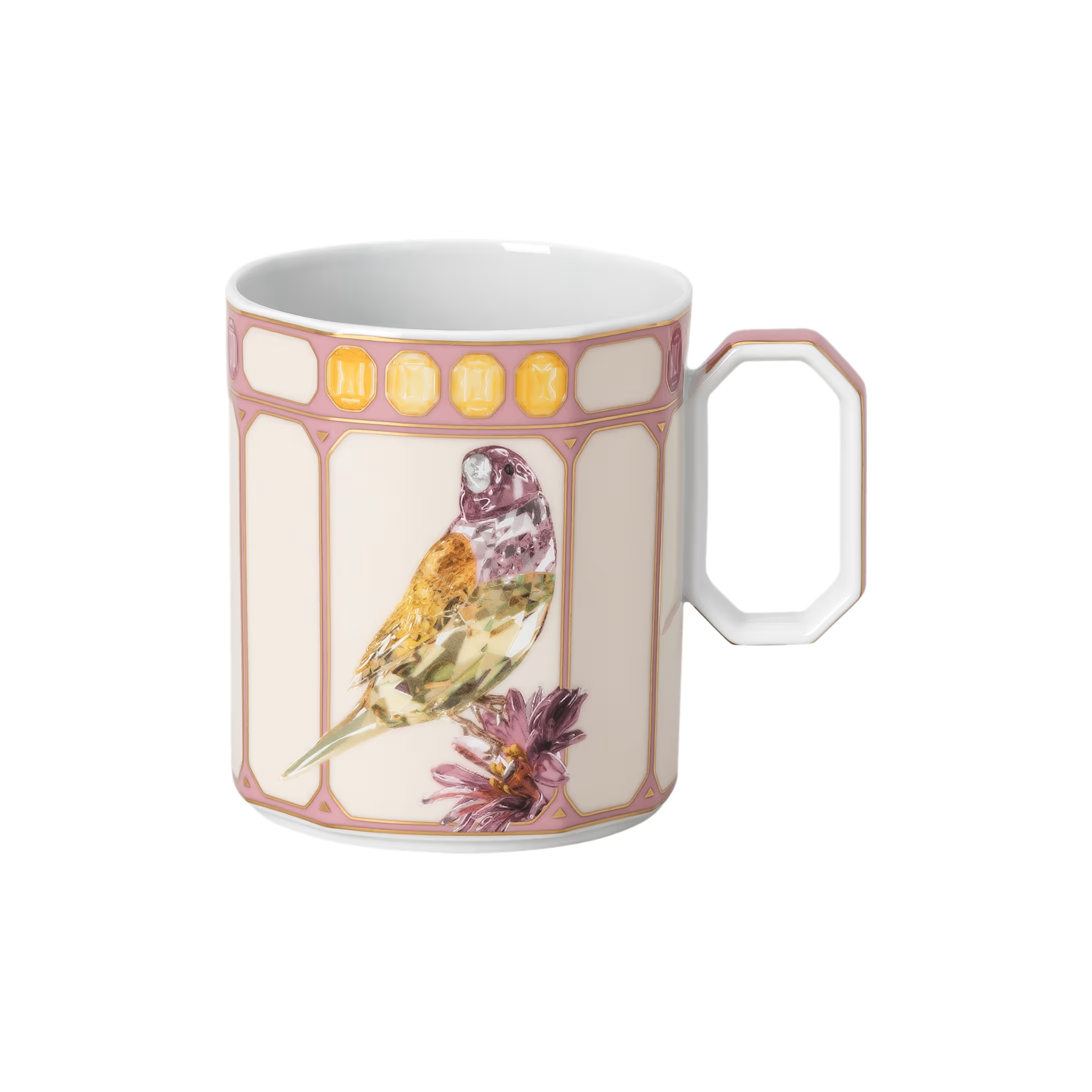Swarovski x Rosenthal IDYLLIA Finch Pink Mug with Handle/ Lid