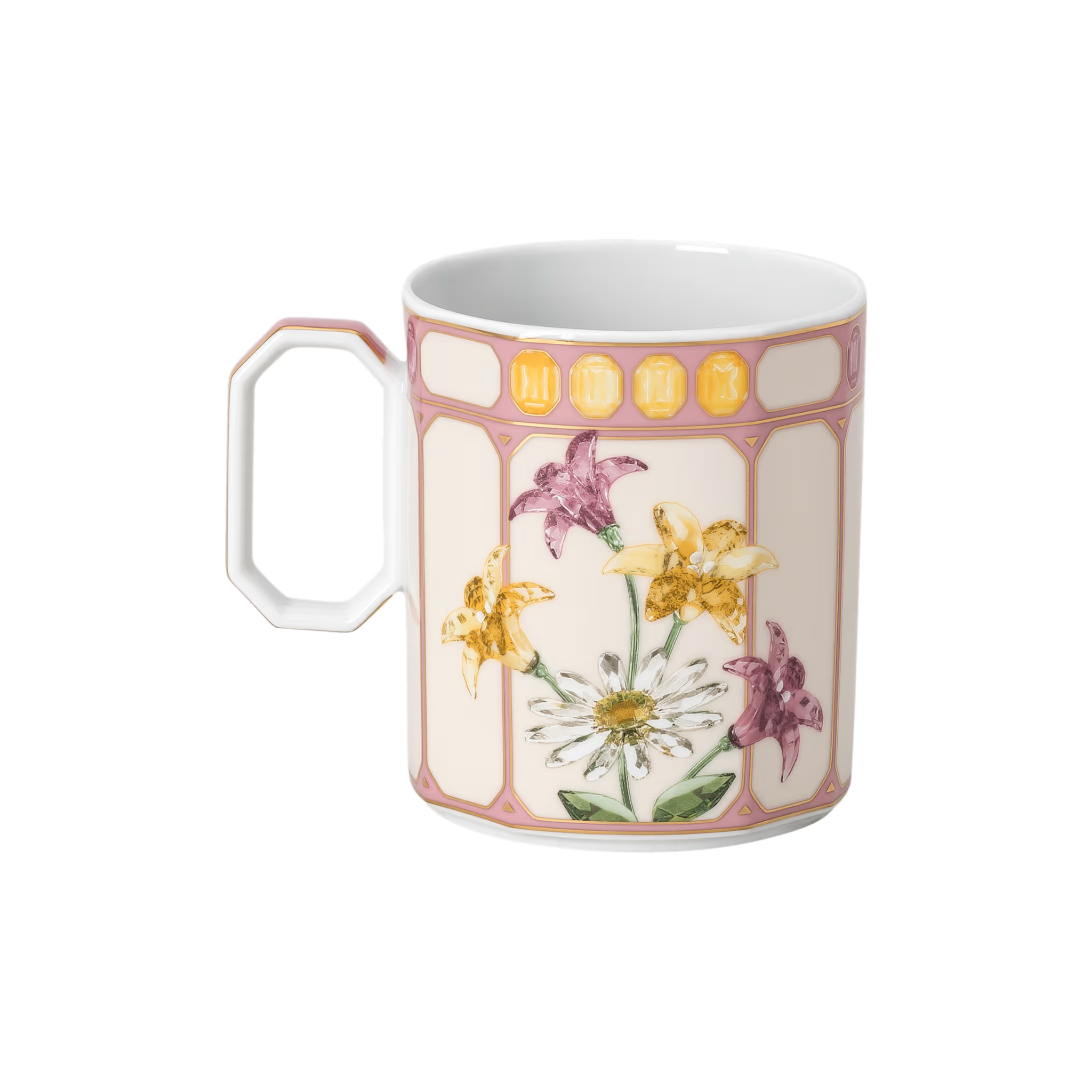 Swarovski x Rosenthal IDYLLIA Finch Pink Mug with Handle/ Lid