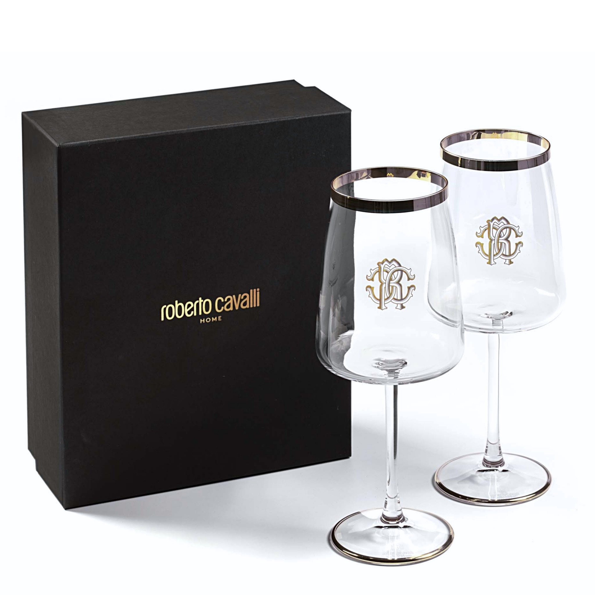 Roberto Cavalli Wine Glasses Set of 2 – Elegant Crystal Glassware | Hetvi Luxury