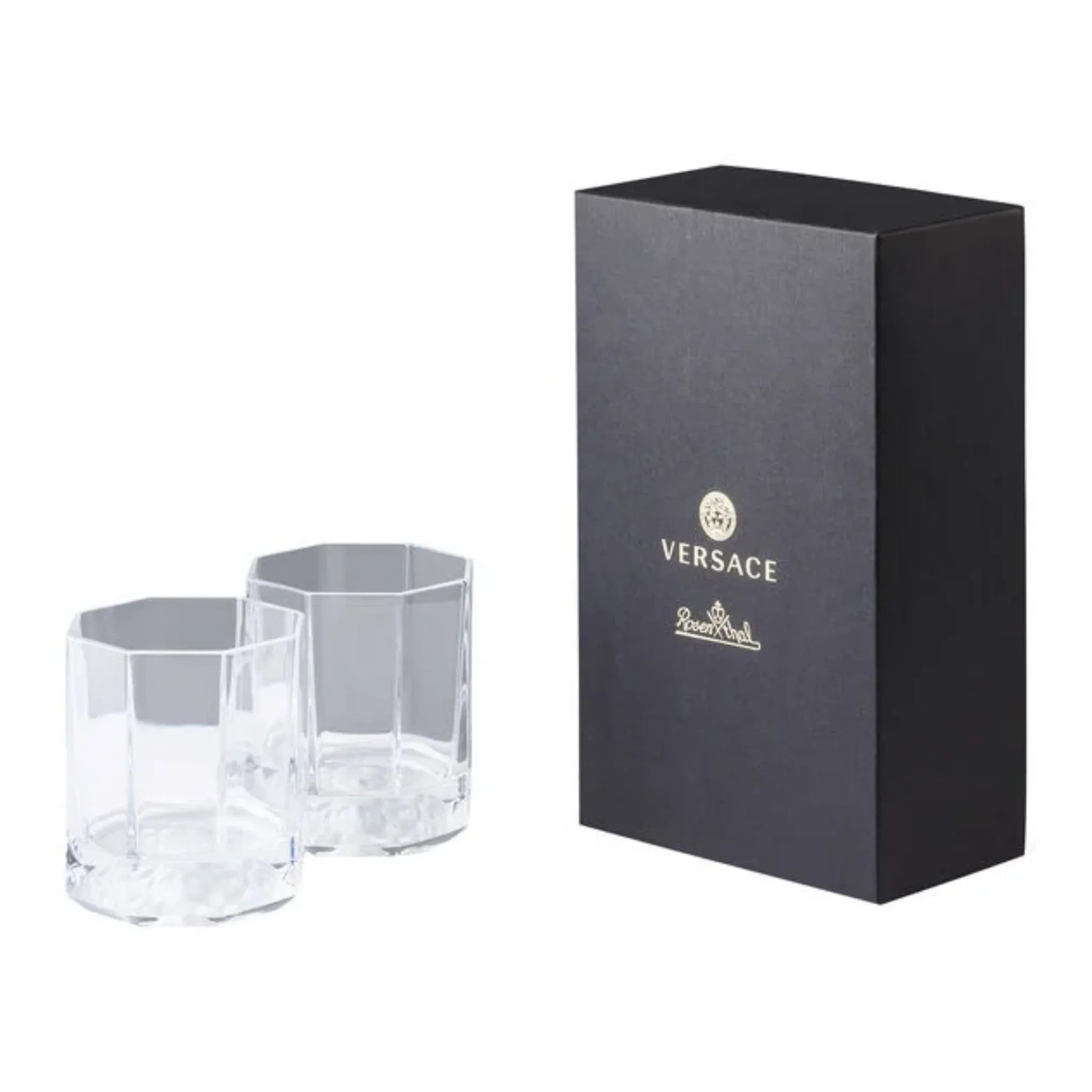 Medusa Lumiere Set of 2 Whisky Glasses – Versace Crystal Barware | Hetvi Luxury