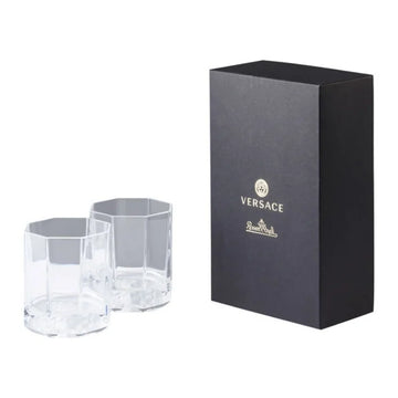 Medusa Lumiere Set of 2 Whisky Glasses – Versace Crystal Barware | Hetvi Luxury