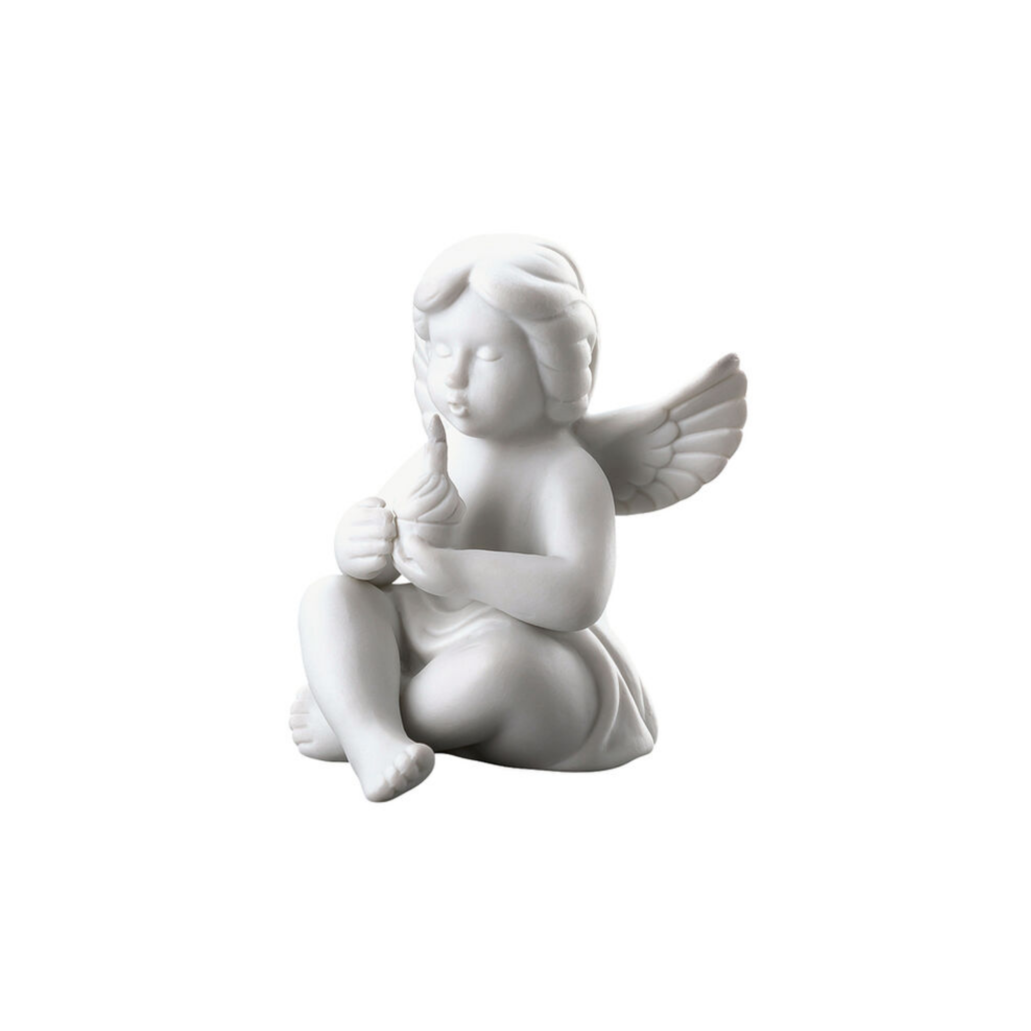Angel with Birthday Cake – White Porcelain