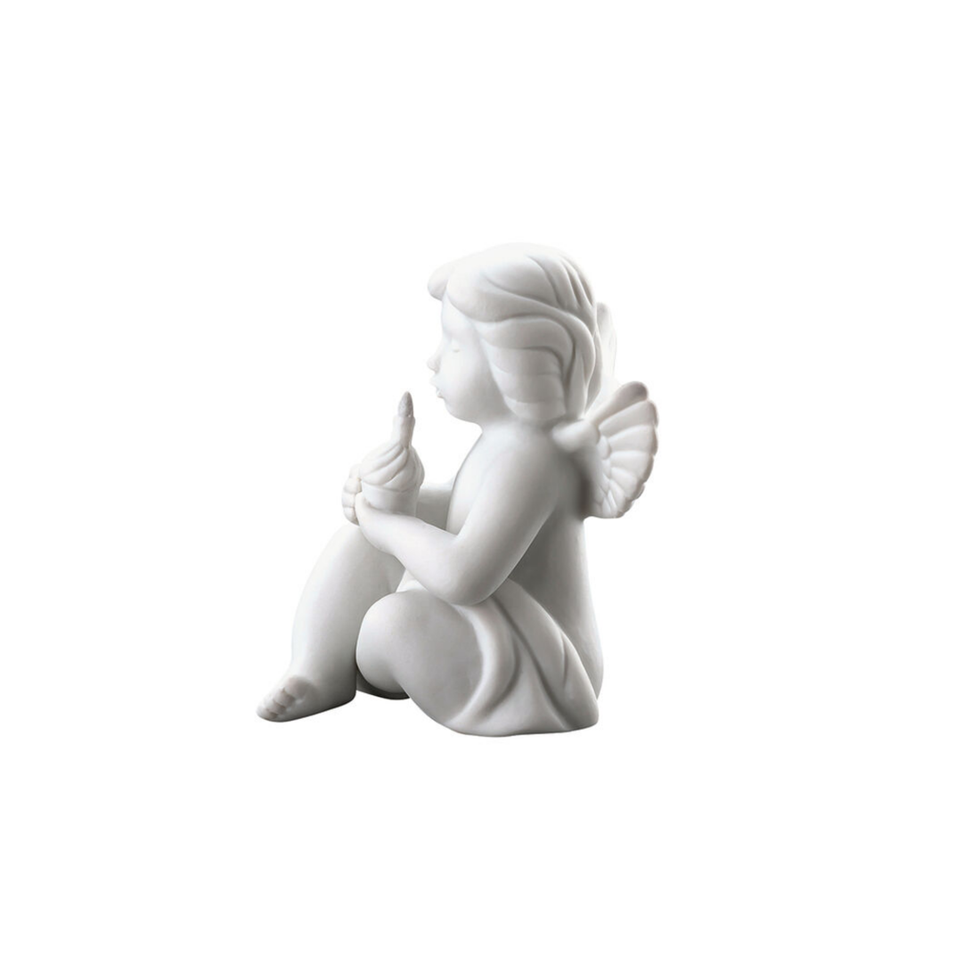 Angel with Birthday Cake – White Porcelain
