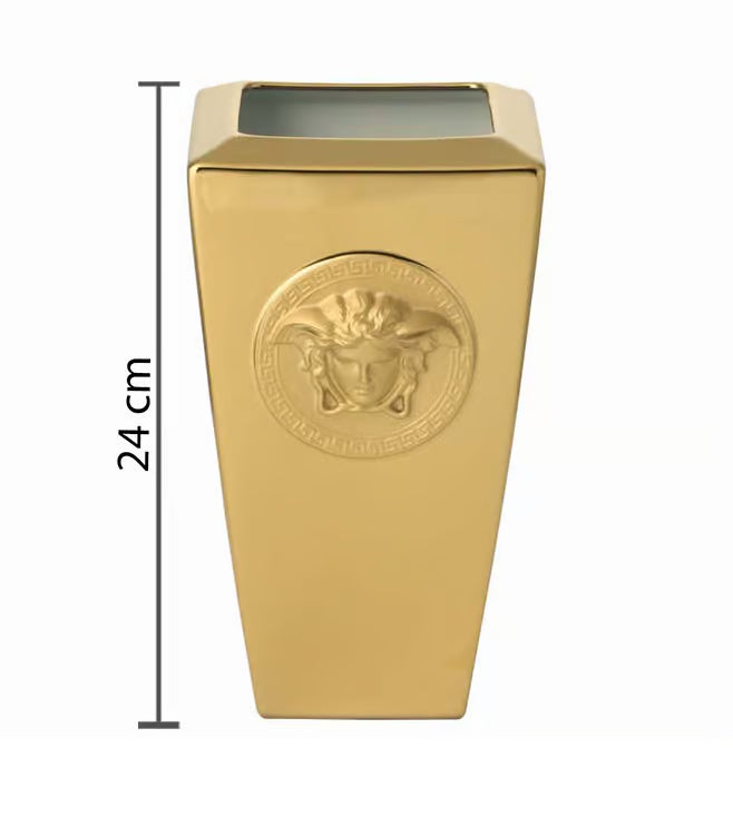 Versace Rosenthal Gold Porcelain Medusa Vase 24 cm