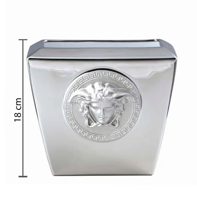 Versace Rosenthal Medusa Platin Vase 18 cm